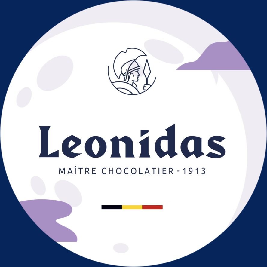 A full moon carrying the Leonidas logo